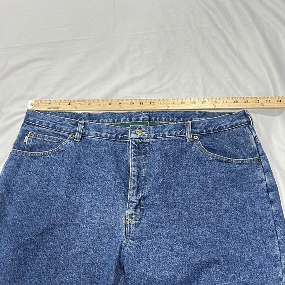 LL Bean Men Lined Relaxed Double‎ L Heavy Blue Denim Straight Jeans Size 42X31 - Picture 10 of 13